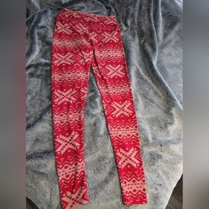 LuLaRoe Women's Red and White Patterned Leggings